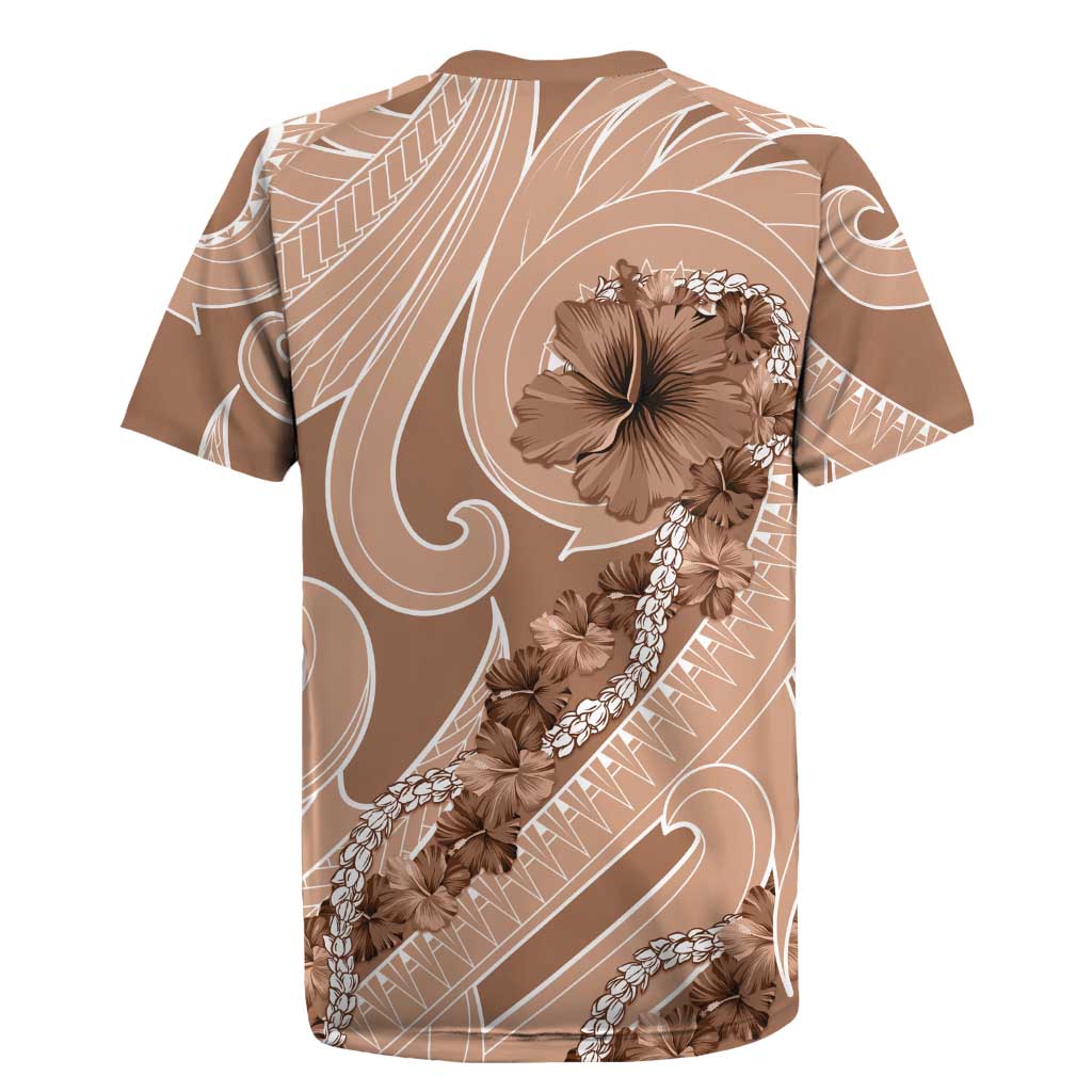 Hawaii Brown Hibiscus Pikake Lei Rugby Jersey - Polynesian Pride