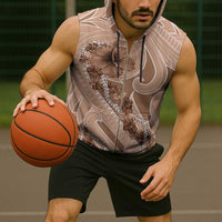 Hawaii Brown Hibiscus Pikake Lei Sleeveless Zip Hoodie - Polynesian Pride