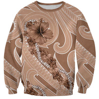 Hawaii Brown Hibiscus Pikake Lei Sweatshirt - Polynesian Pride