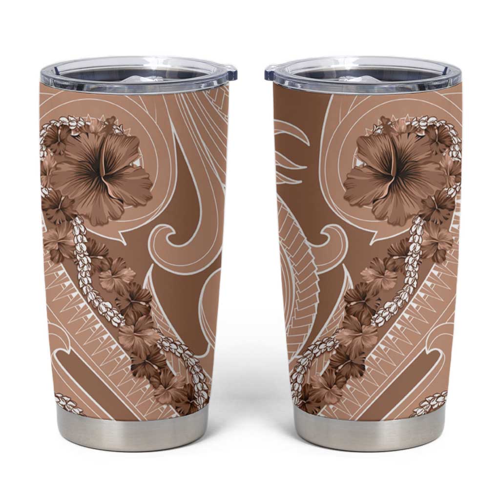 Hawaii Brown Hibiscus Pikake Lei Tumbler Cup - Polynesian Pride
