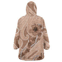 Hawaii Brown Hibiscus Pikake Lei Wearable Blanket Hoodie - Polynesian Pride