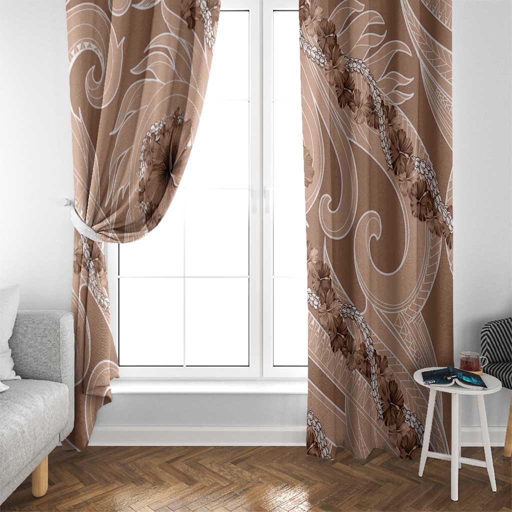 Hawaii Brown Hibiscus Pikake Lei Window Curtain - Polynesian Pride