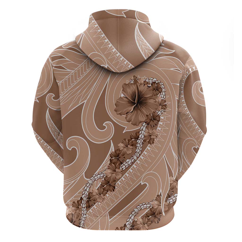Hawaii Brown Hibiscus Pikake Lei Zip Hoodie - Polynesian Pride