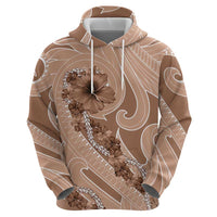 Hawaii Brown Hibiscus Pikake Lei Zip Hoodie - Polynesian Pride