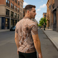 Hawaii Brown Hibiscus Pikake Lei Zipper Polo Shirt - Polynesian Pride