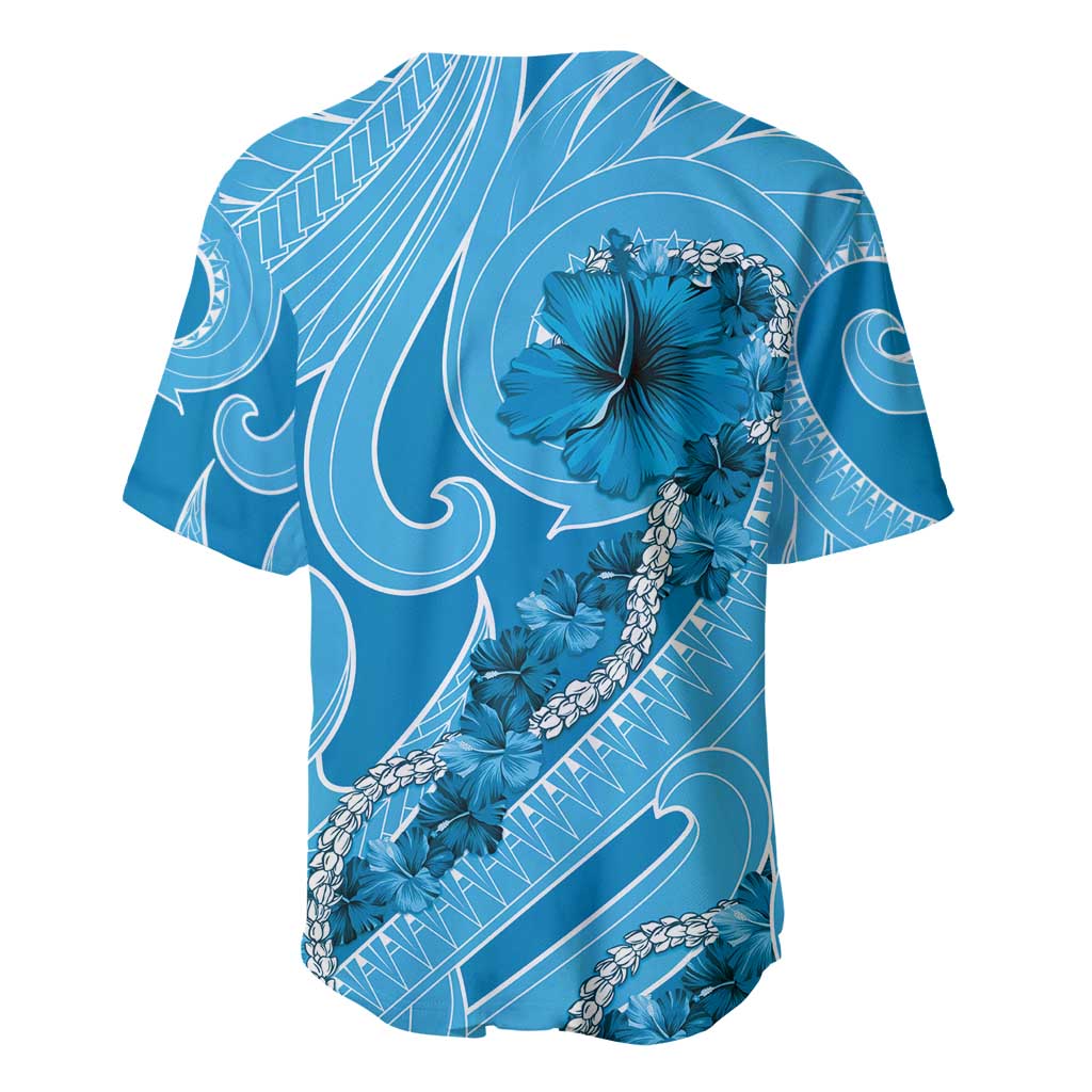Hawaii Blue Hibiscus Pikake Lei Baseball Jersey - Polynesian Pride
