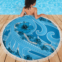 Hawaii Blue Hibiscus Pikake Lei Beach Blanket - Polynesian Pride