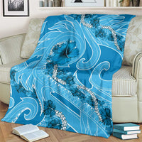 Hawaii Blue Hibiscus Pikake Lei Blanket - Polynesian Pride