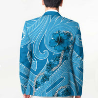 Hawaii Blue Hibiscus Pikake Lei Blazer - Polynesian Pride