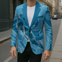 Hawaii Blue Hibiscus Pikake Lei Blazer - Polynesian Pride