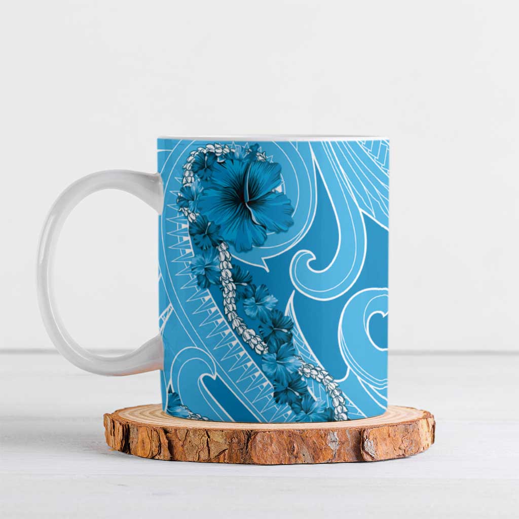 Hawaii Blue Hibiscus Pikake Lei Ceramic Mug - Polynesian Pride