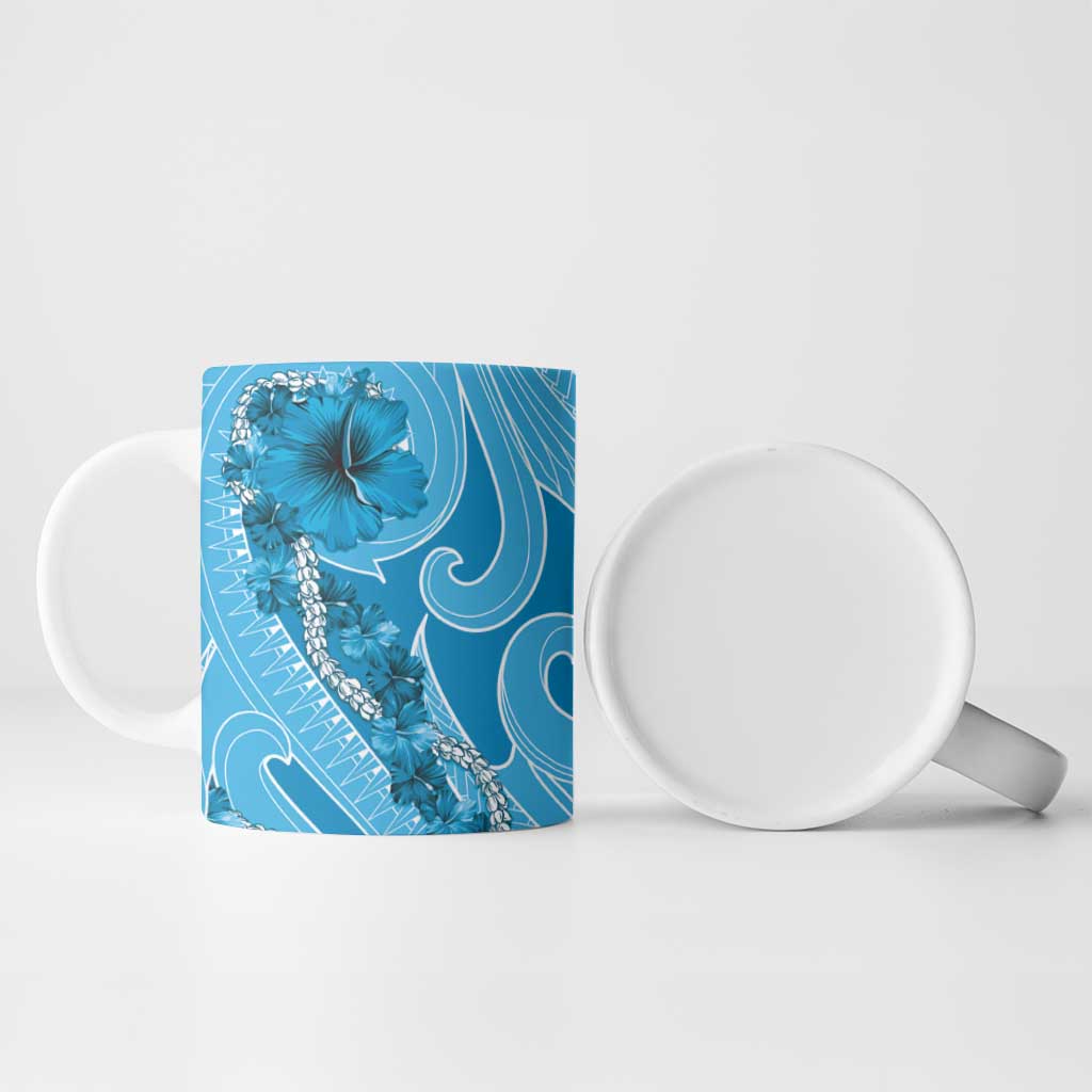 Hawaii Blue Hibiscus Pikake Lei Ceramic Mug - Polynesian Pride