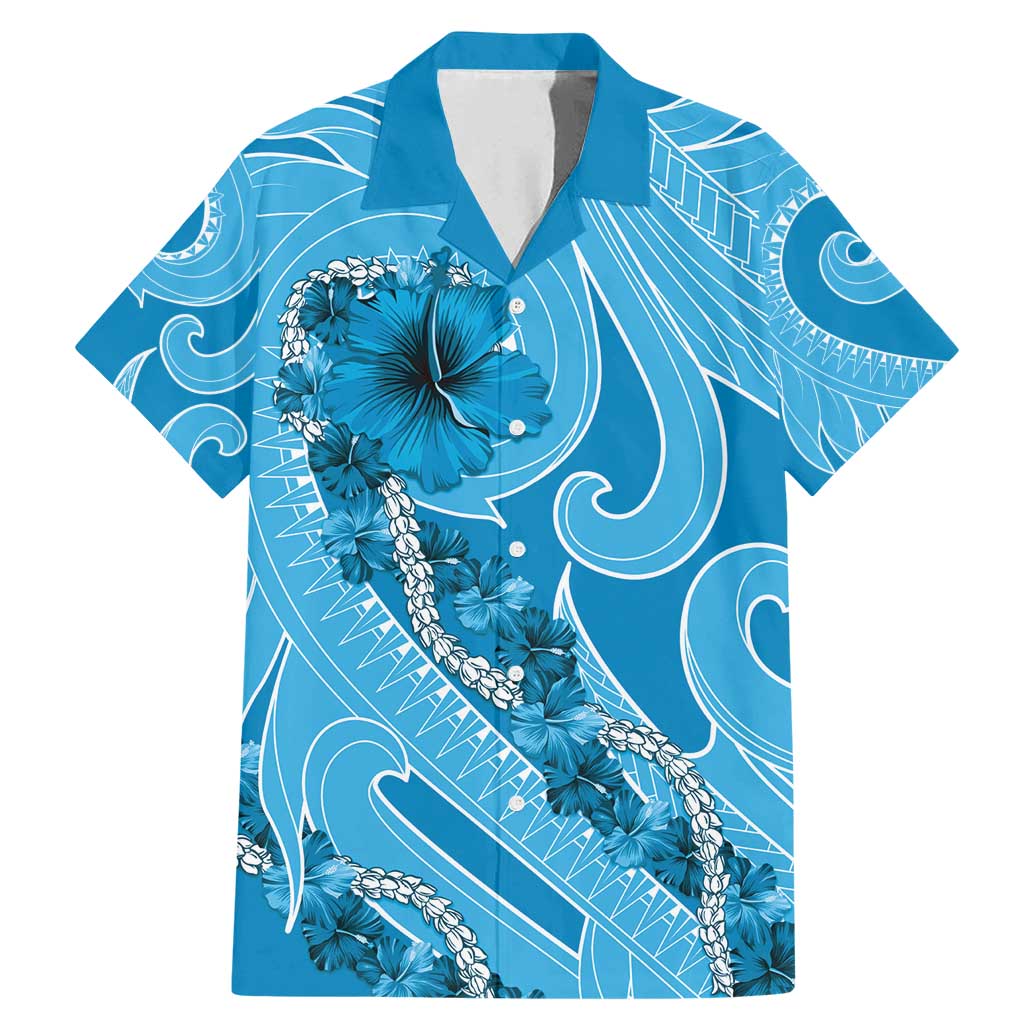 Hawaii Blue Hibiscus Pikake Lei Family Matching Mermaid Dress and Hawaiian Shirt - Polynesian Pride