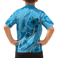 Hawaii Blue Hibiscus Pikake Lei Family Matching Puletasi and Hawaiian Shirt - Polynesian Pride