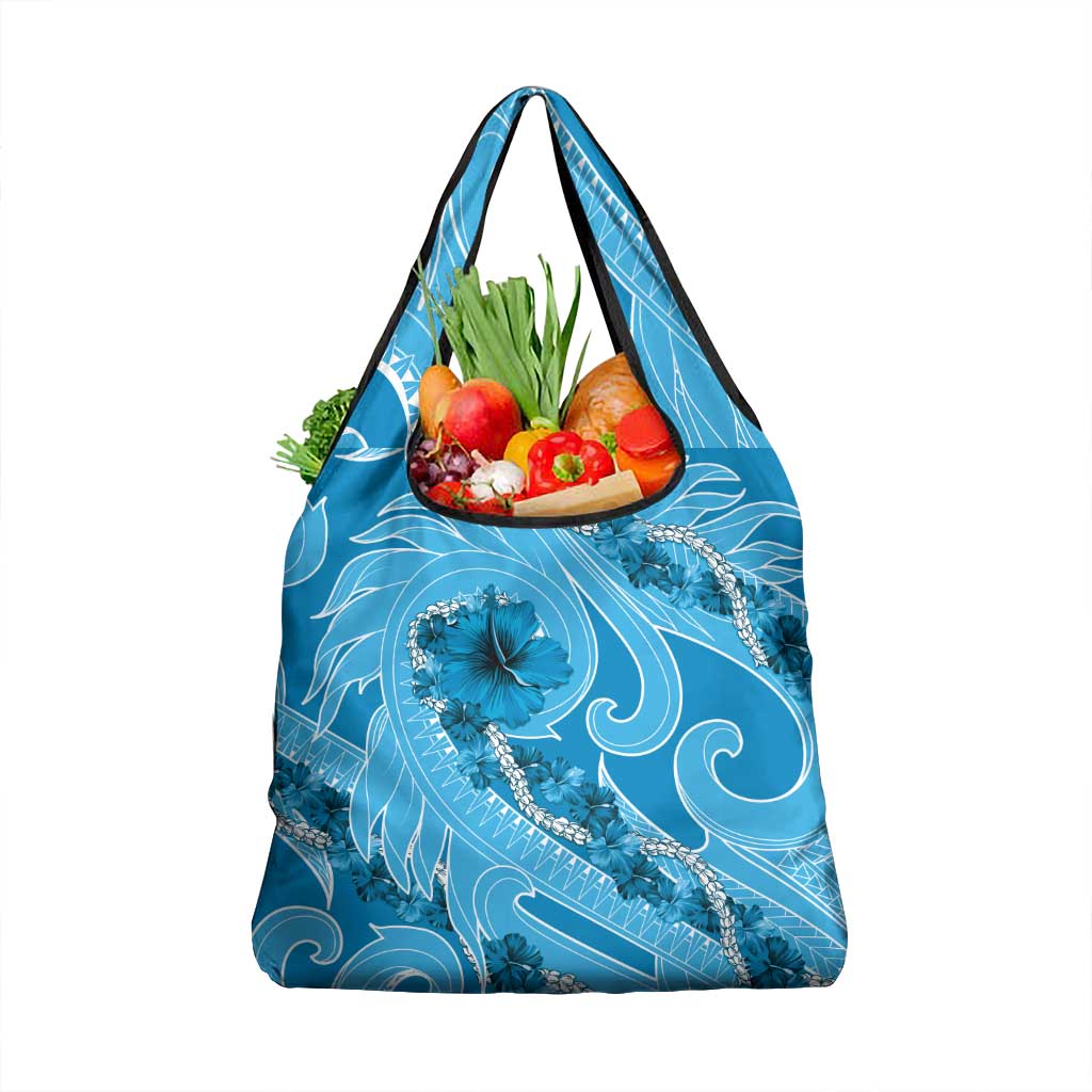 Hawaii Blue Hibiscus Pikake Lei Grocery Bag - Polynesian Pride