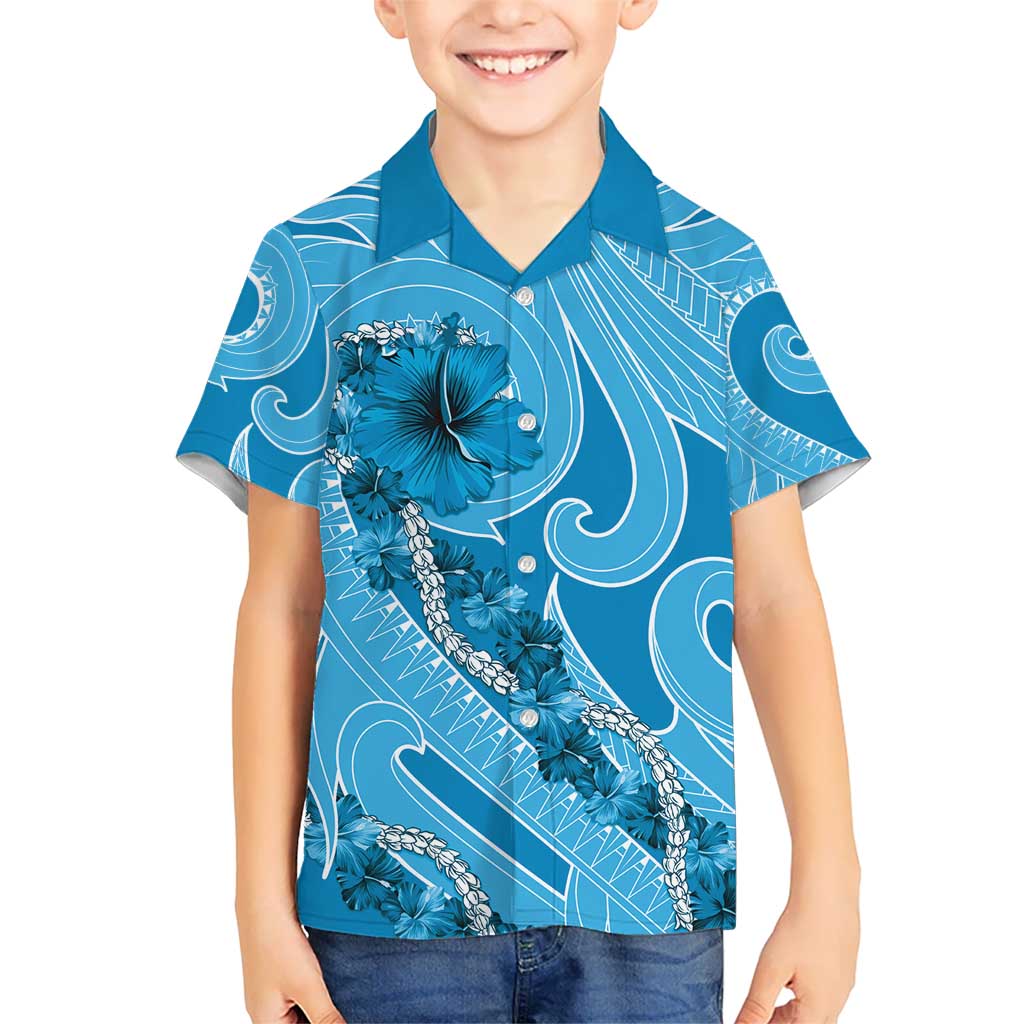 Hawaii Blue Hibiscus Pikake Lei Hawaiian Shirt - Polynesian Pride
