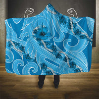 Hawaii Blue Hibiscus Pikake Lei Hooded Blanket - Polynesian Pride