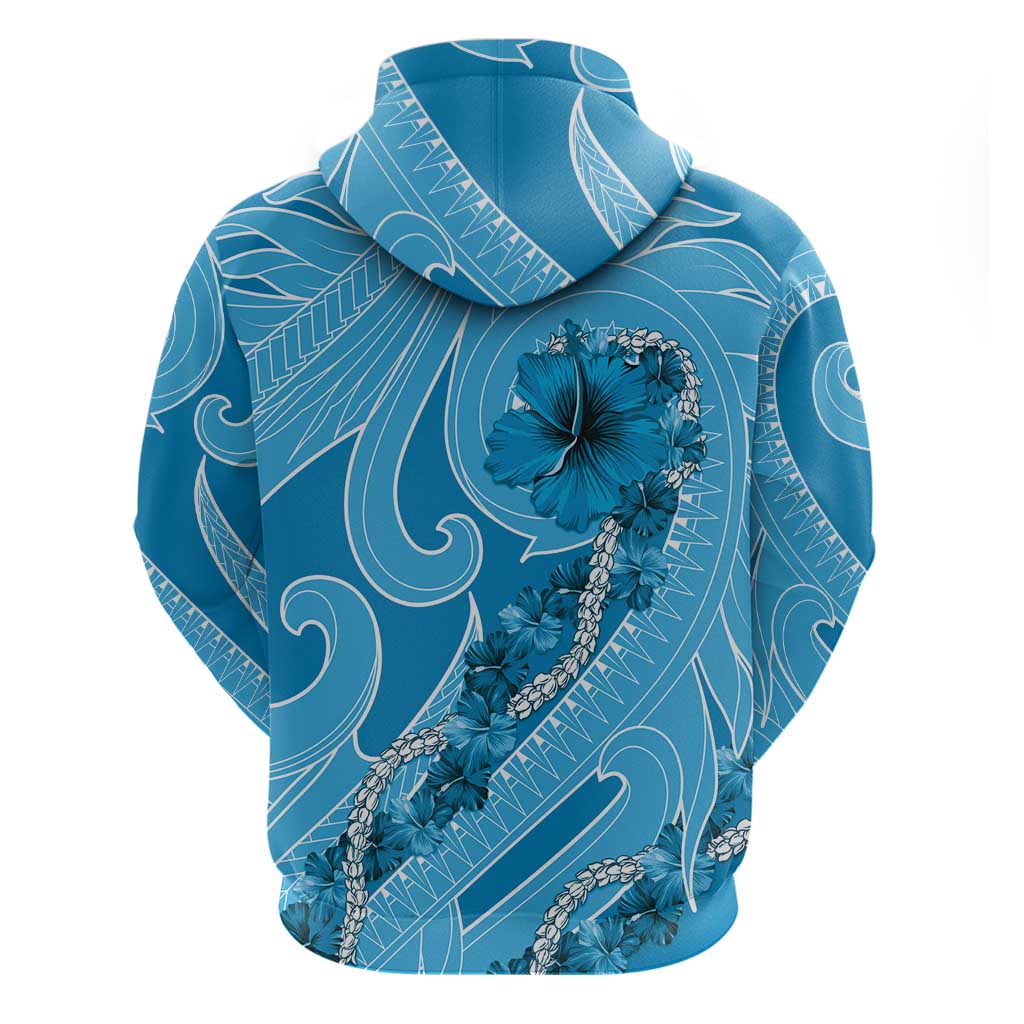 Hawaii Blue Hibiscus Pikake Lei Hoodie - Polynesian Pride