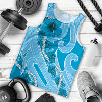 Hawaii Blue Hibiscus Pikake Lei Men Tank Top - Polynesian Pride