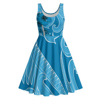 Hawaii Blue Hibiscus Pikake Lei Midi Dress - Polynesian Pride