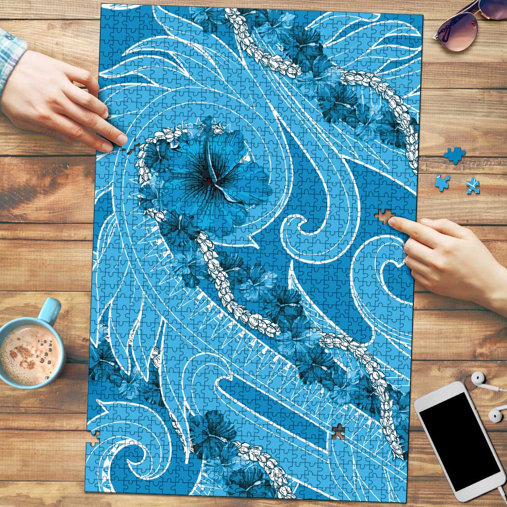 Hawaii Blue Hibiscus Pikake Lei Puzzle - Polynesian Pride