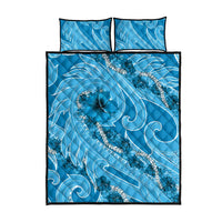 Hawaii Blue Hibiscus Pikake Lei Quilt Bed Set - Polynesian Pride