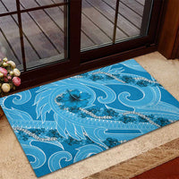 Hawaii Blue Hibiscus Pikake Lei Rubber Doormat - Polynesian Pride
