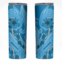 Hawaii Blue Hibiscus Pikake Lei Skinny Tumbler - Polynesian Pride