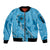 Hawaii Blue Hibiscus Pikake Lei Sleeve Zip Bomber Jacket - Polynesian Pride