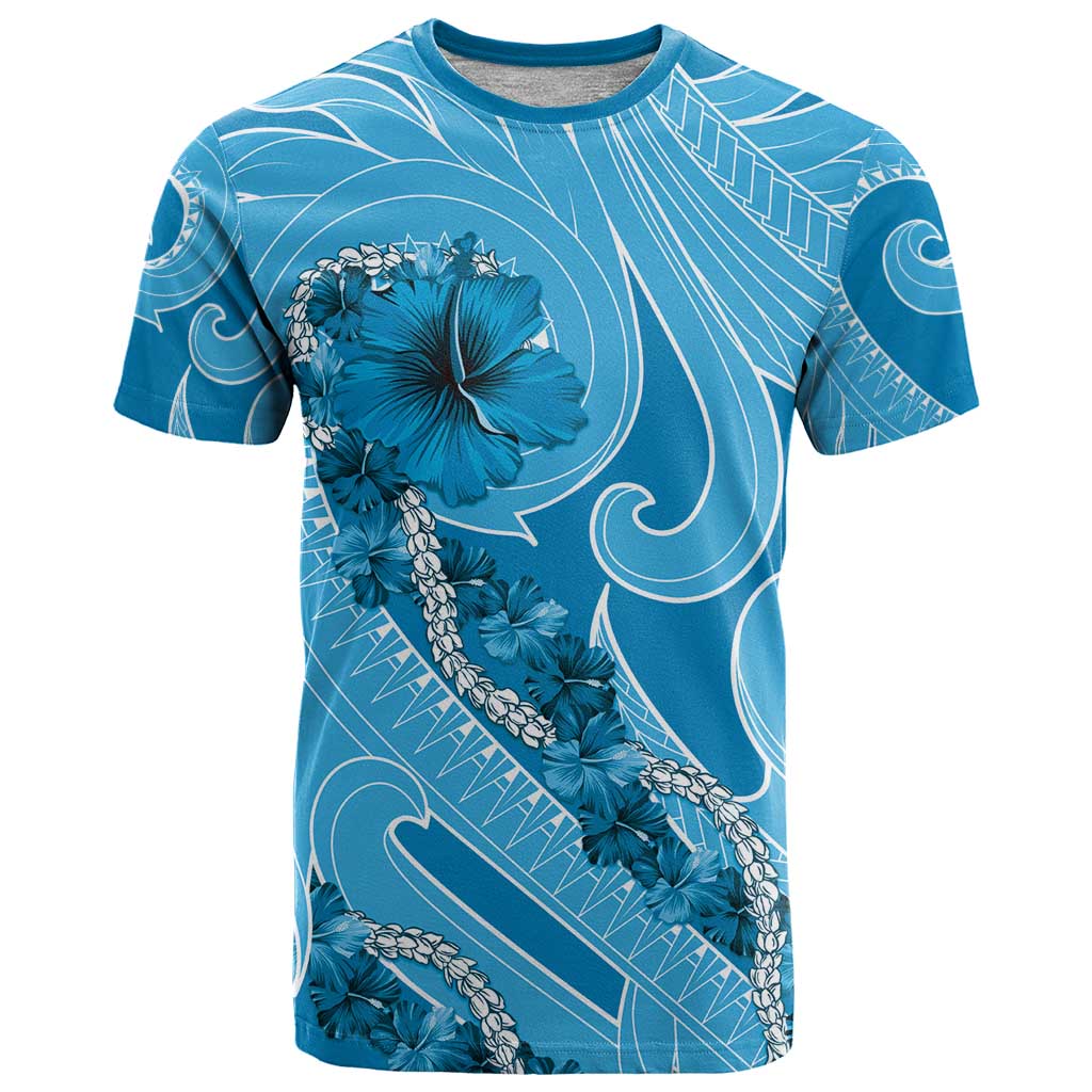 Hawaii Blue Hibiscus Pikake Lei T Shirt - Polynesian Pride