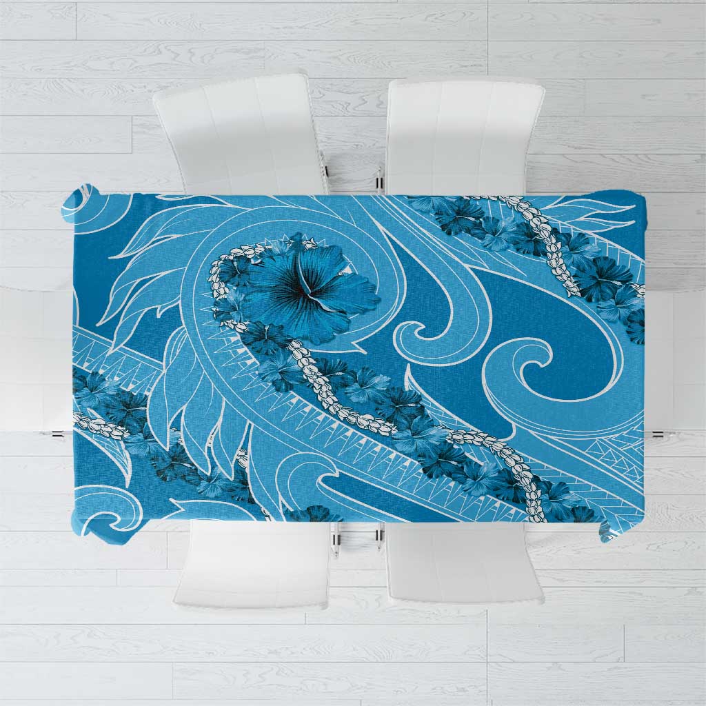 Hawaii Blue Hibiscus Pikake Lei Tablecloth - Polynesian Pride