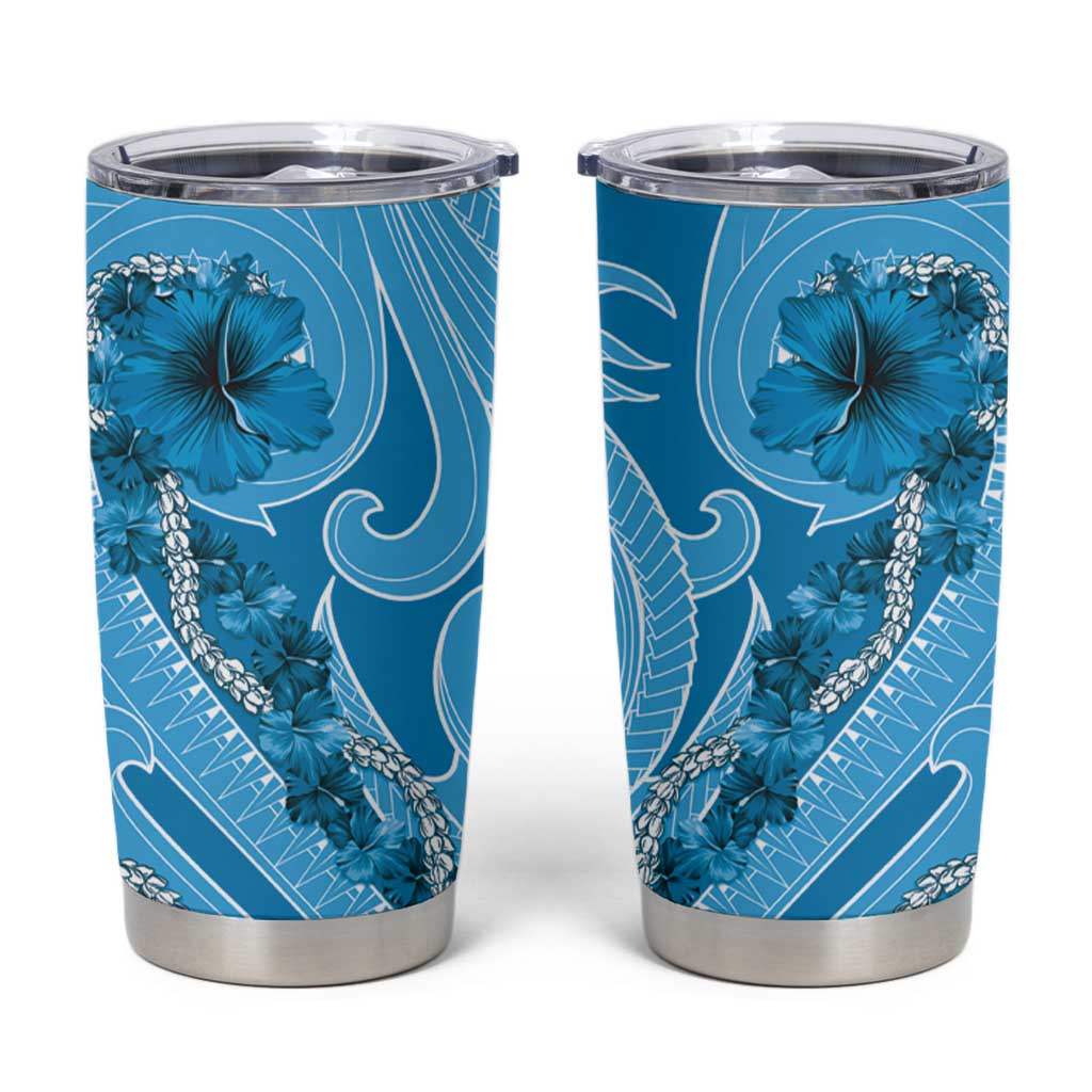 Hawaii Blue Hibiscus Pikake Lei Tumbler Cup - Polynesian Pride