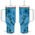 Hawaii Blue Hibiscus Pikake Lei Tumbler With Handle - Polynesian Pride
