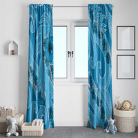 Hawaii Blue Hibiscus Pikake Lei Window Curtain - Polynesian Pride