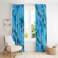 Hawaii Blue Hibiscus Pikake Lei Window Curtain - Polynesian Pride