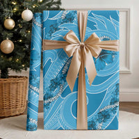 Hawaii Blue Hibiscus Pikake Lei Wrapping Paper - Polynesian Pride