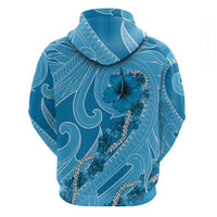 Hawaii Blue Hibiscus Pikake Lei Zip Hoodie - Polynesian Pride