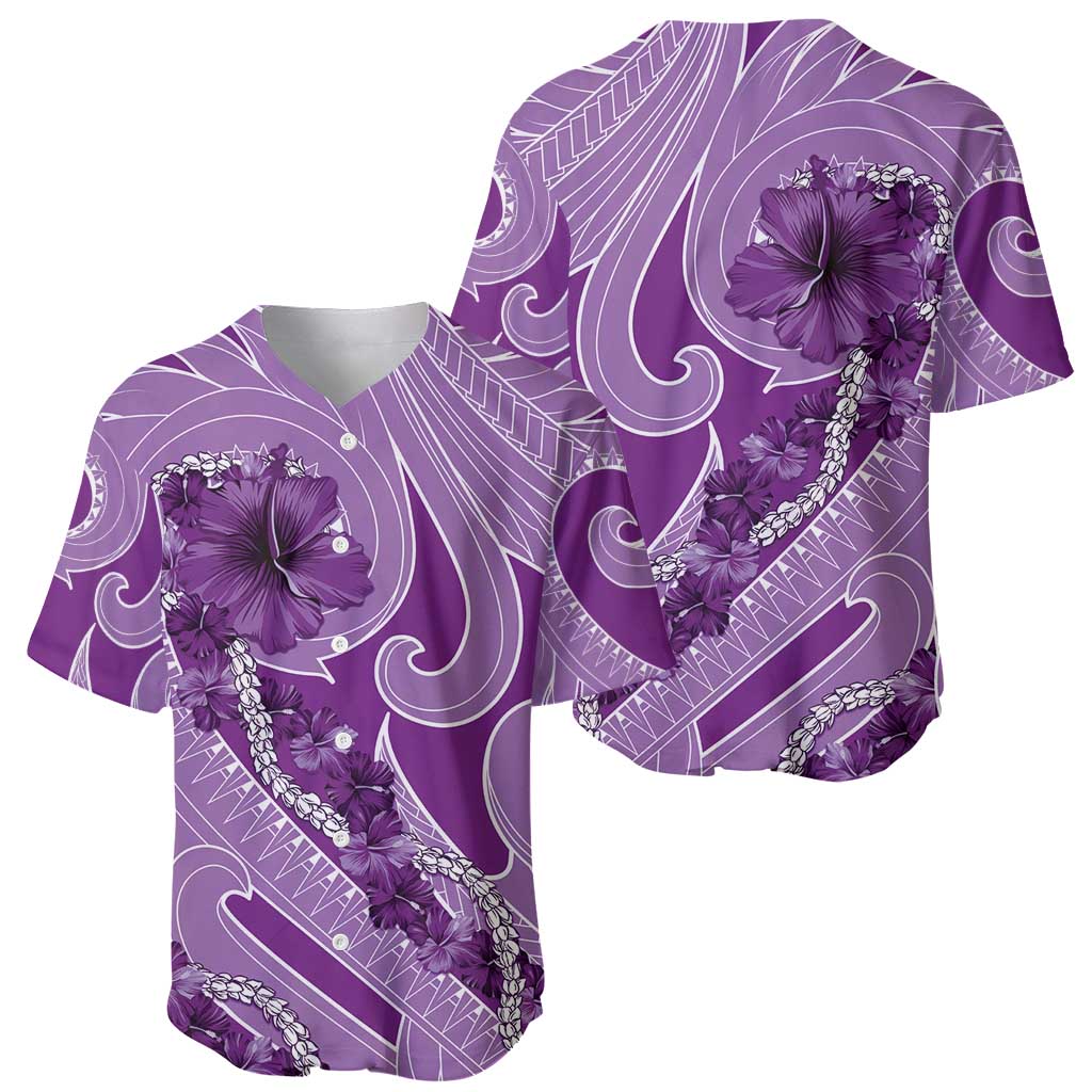 Hawaii Violet Hibiscus Pikake Lei Baseball Jersey - Polynesian Pride