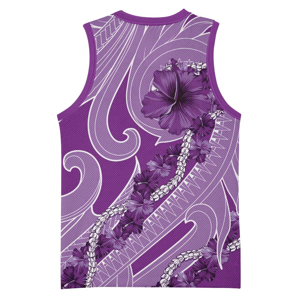 Hawaii Violet Hibiscus Pikake Lei Basketball Jersey - Polynesian Pride