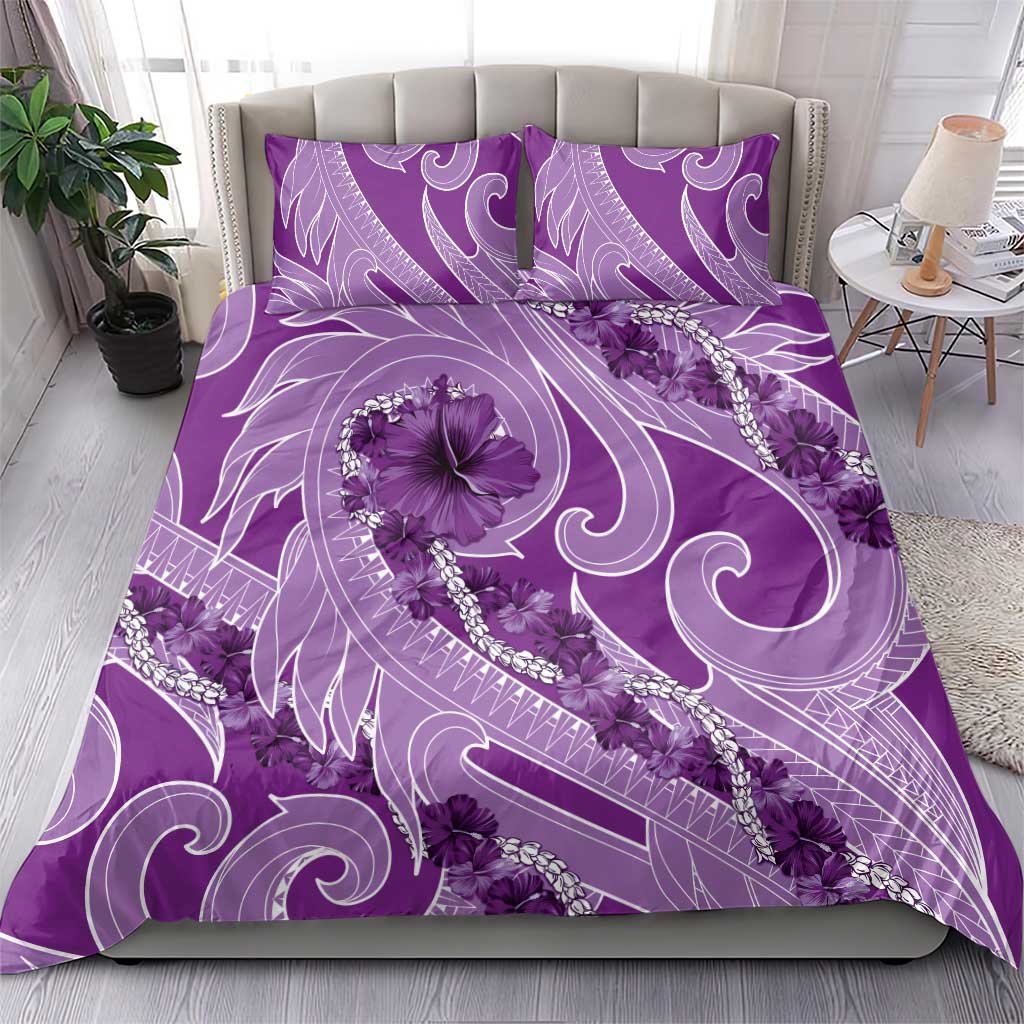 Hawaii Violet Hibiscus Pikake Lei Bedding Set - Polynesian Pride