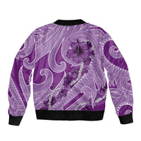 Hawaii Violet Hibiscus Pikake Lei Bomber Jacket - Polynesian Pride