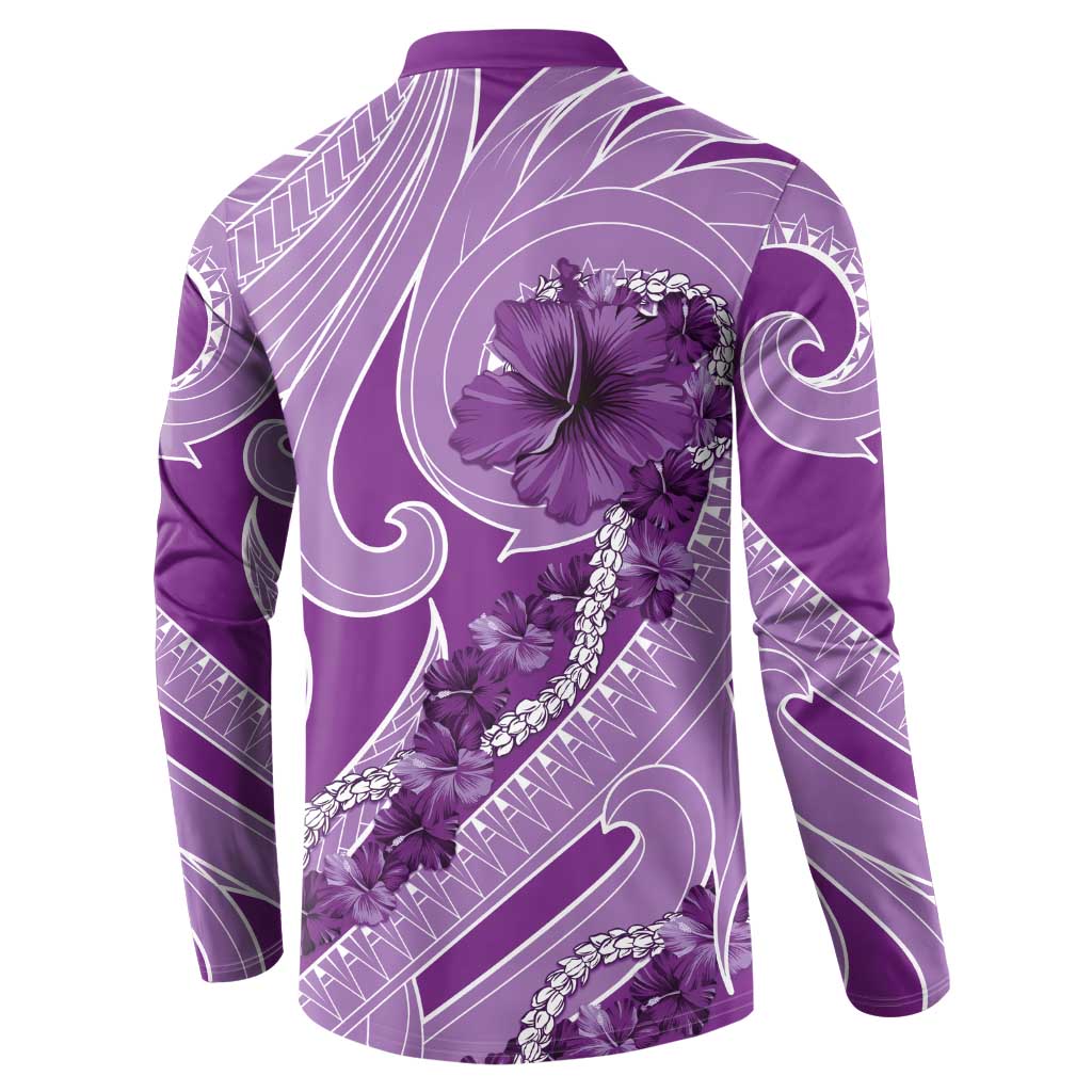 Hawaii Violet Hibiscus Pikake Lei Button Sweatshirt - Polynesian Pride