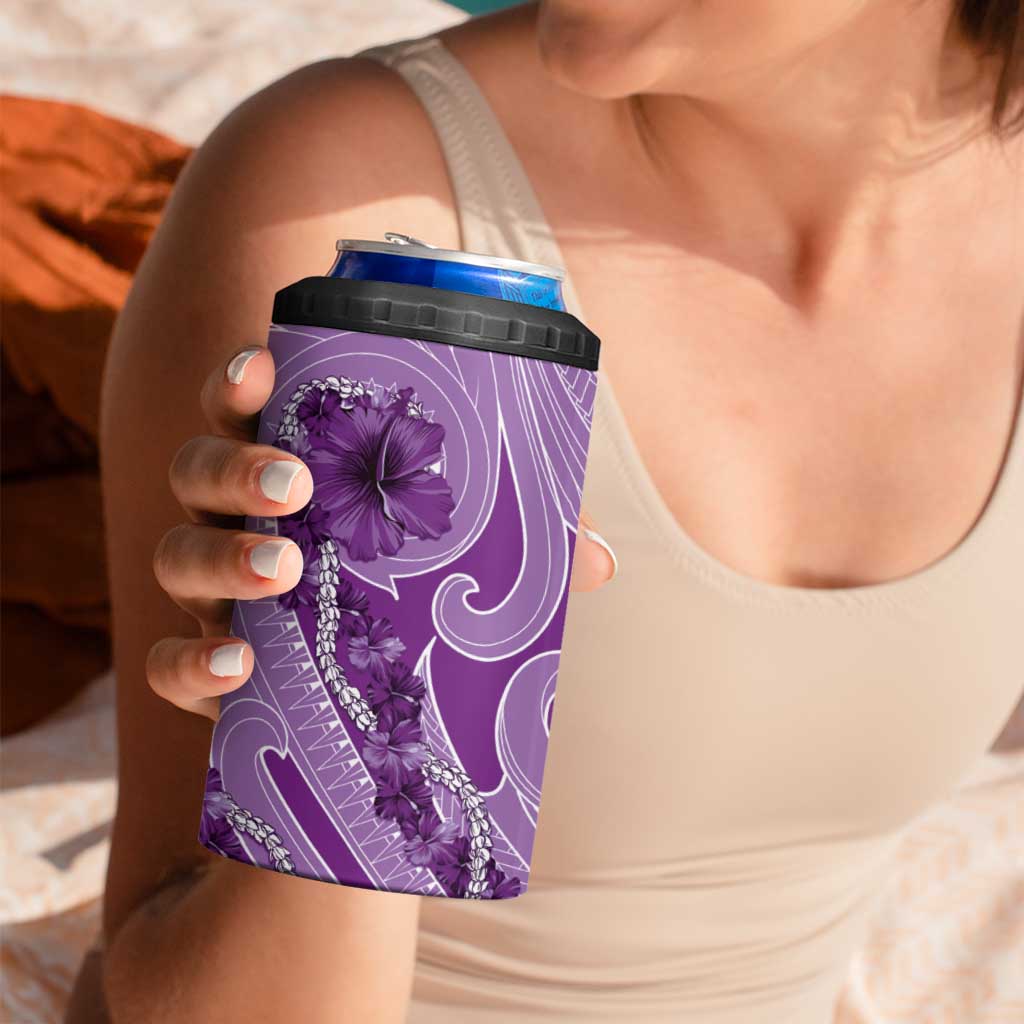 Hawaii Violet Hibiscus Pikake Lei 4 in 1 Can Cooler Tumbler - Polynesian Pride