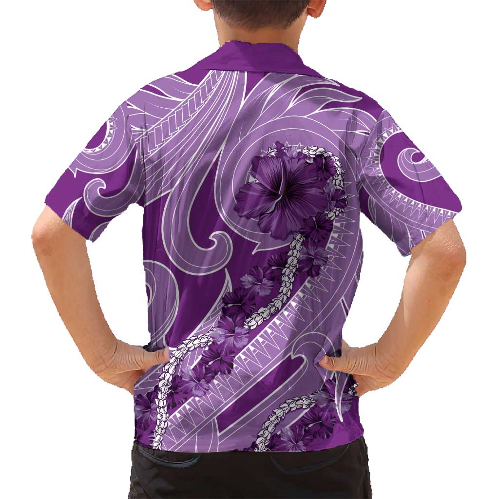 Hawaii Violet Hibiscus Pikake Lei Family Matching Puletasi and Hawaiian Shirt - Polynesian Pride