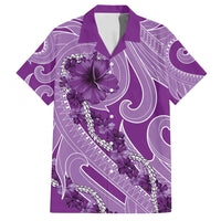 Hawaii Violet Hibiscus Pikake Lei Family Matching Puletasi and Hawaiian Shirt - Polynesian Pride