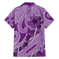 Hawaii Violet Hibiscus Pikake Lei Family Matching Puletasi and Hawaiian Shirt - Polynesian Pride