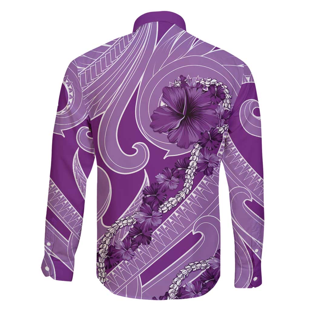 Hawaii Violet Hibiscus Pikake Lei Family Matching Puletasi and Hawaiian Shirt - Polynesian Pride