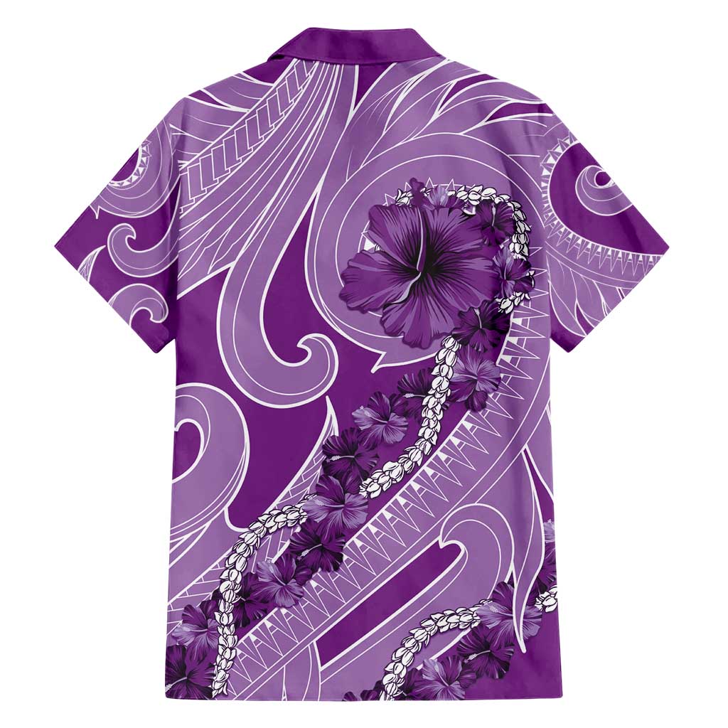 Hawaii Violet Hibiscus Pikake Lei Family Matching Short Sleeve Bodycon Dress and Hawaiian Shirt - Polynesian Pride