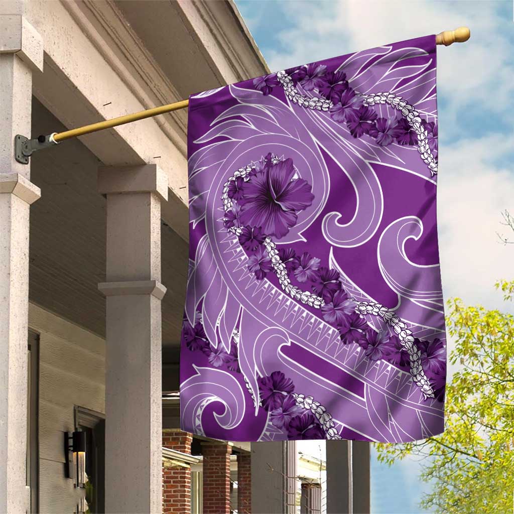 Hawaii Violet Hibiscus Pikake Lei Garden Flag - Polynesian Pride