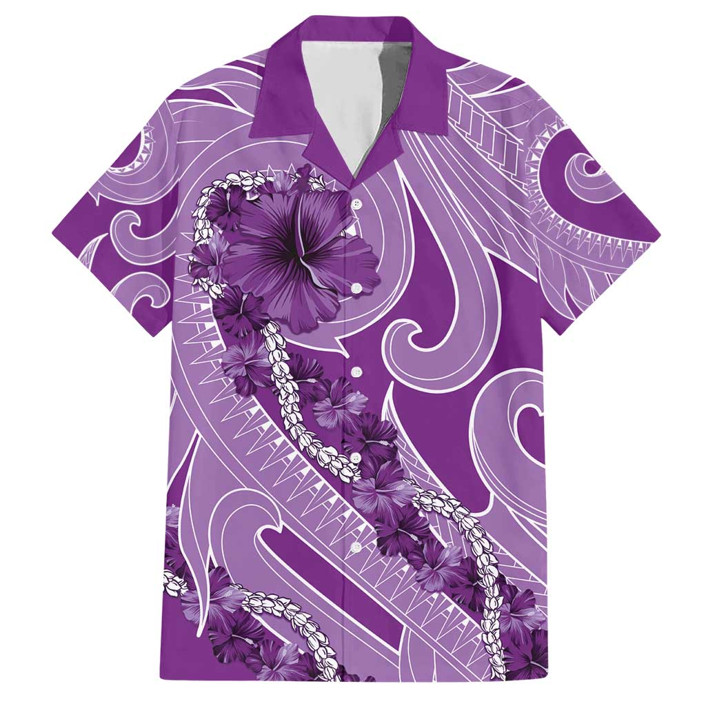 Hawaii Violet Hibiscus Pikake Lei Hawaiian Shirt - Polynesian Pride